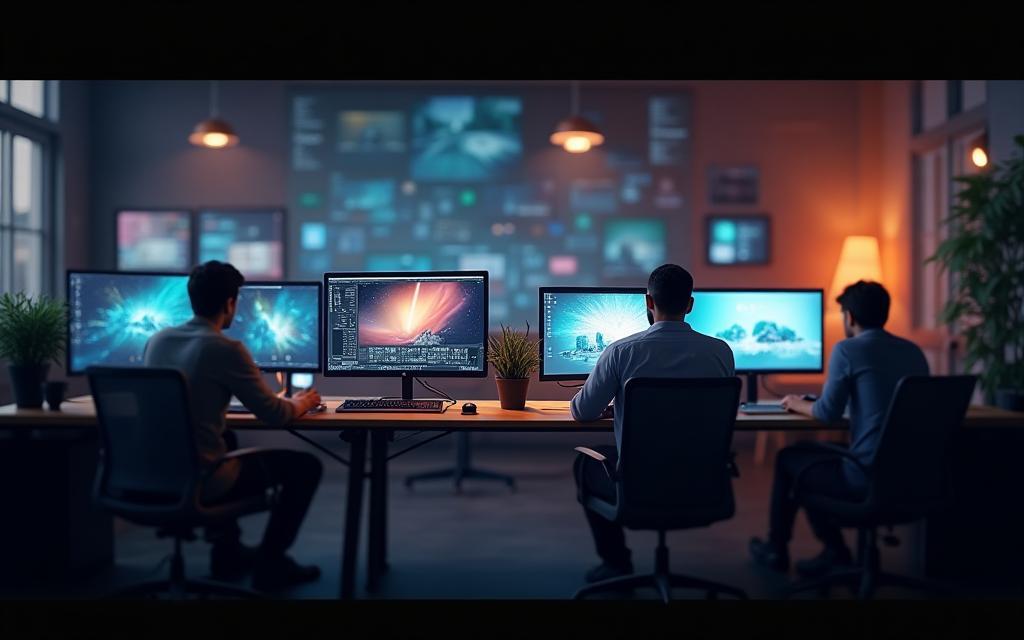 Creative workspace showing design process